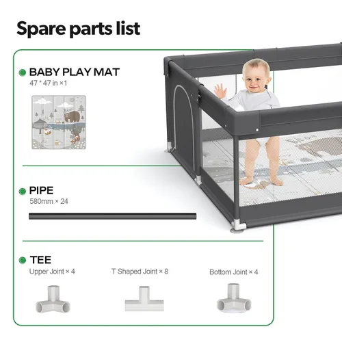Miniatura 5 de Fodoss Corralito para bebés con alfombra, corral de juegos pequeño (47 x 47 pulgadas), para bebés y niños pequeños, apartamento de corral, patio