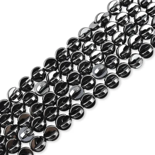 Miniatura 32 de HAAMIIQII 35 piezas de cuentas de gema suelta de hematita negra natural de 12 mm en forma circular, cuentas de piedra espaciadora para hacer