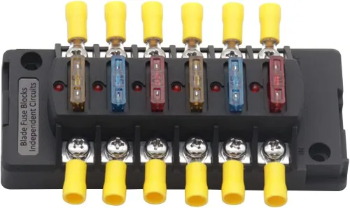 Miniatura 5 de Bloque de fusibles de 6 vías automotriz barco marino coche cámper remolque RV autocaravana caja de fusibles de energía solar 12V - 32V indicador LED