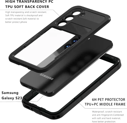 Miniatura 6 de Samsung Galaxy S23 - Funda impermeable a prueba de caídas, Galaxy S23 de cuerpo completo, funda totalmente sellada con protector de pantalla