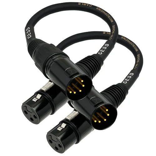 Miniatura 6 de CNCESS XLR - Cable adaptador DMX macho de 5 pines a hembra de 3 pines, cable de control de iluminación corto, 6 pulgadas, paquete de 2