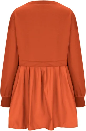 Miniatura 4 de Zkuisw Summer Dresses for Women 2024 Oversized Sweatshirt Dress Long Sleeve Patchwork Pullover Tops Flowy Pleated Mini Dress