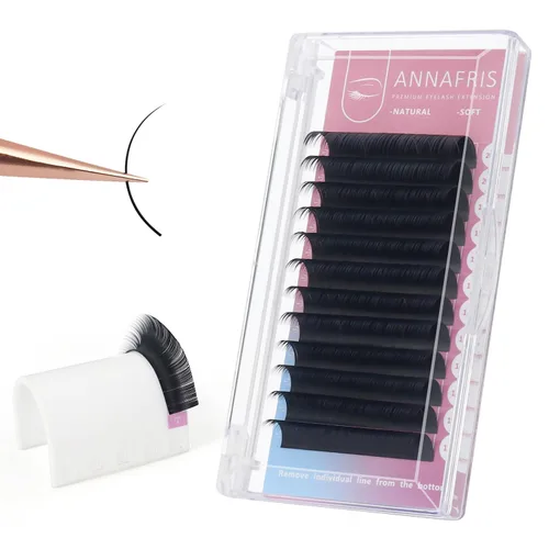 Extensión de pestañas clásicas de volumen de 16 filas 0.10 D, rizo D de 0.315-0.591 in, mezcla de negro mate, extensiones de pestañas postizas