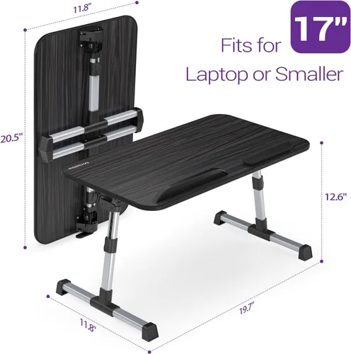 Miniatura 6 de NEARPOW Mesa portátil para laptop, escritorio ajustable en altura y ángulo, plegable para cama, sofá, escritura en el suelo
