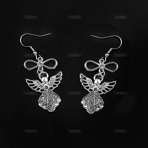 Miniatura 6 de AUEAR, Colgantes de plata antigua con dijes de ángel para hacer joyas de bricolaje, collar y pulsera