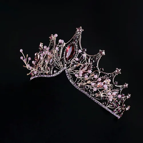 Miniatura 8 de Corona Barroca de Reina, Tiaras de Boda y Corona para Novia con Diadema de Cristal Hecha a Mano para Mujer, 1 unidad (paquete de 1)