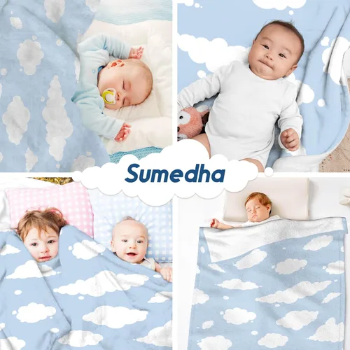 Miniatura 3 de Sumedha Manta de nube en blanco y negro, regalo de nube para niñas y niños, franela ligera súper suave, extra pequeña de 40 x 30 pulgadas