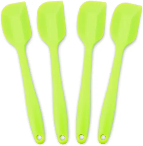Miniatura 9 de Juego de 4 espátulas de silicona antiadherentes resistentes al calor con núcleo de acero inoxidable, color azul claro