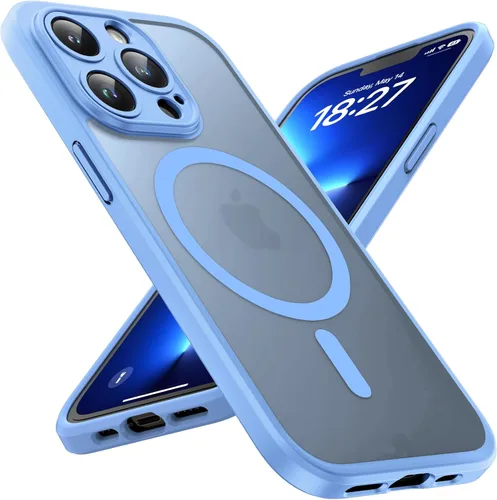 Miniatura 197 de TOCOL Funda magnética 3 en 1 para iPhone 14 Pro, mejorada [protección completa de cámara] con 2 protectores de pantalla, funda de grado militar Azul