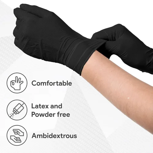Miniatura 2 de WECARE Guantes de nitrilo de 8 mil, guantes de mecánico resistentes, con agarre de diamante, guantes desechables sin polvo ni látex