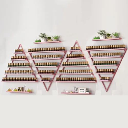 Miniatura 23 de Estante organizador de perfume montado en la pared, estante triangular de metal para esmalte de uñas, estante de exhibición de aceites esenciales