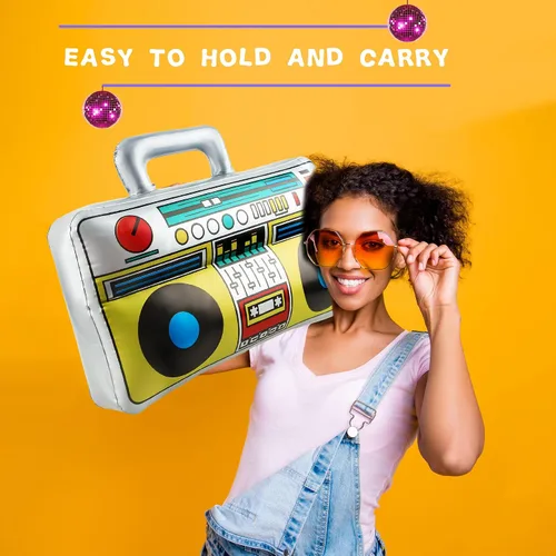 Miniatura 7 de 8 unidades de 16.5 pulgadas Boombox inflable grande inflable Boom Box novedad radio Boombox inflable para 80s 90s Radio Hip Hop suministros de fiesta
