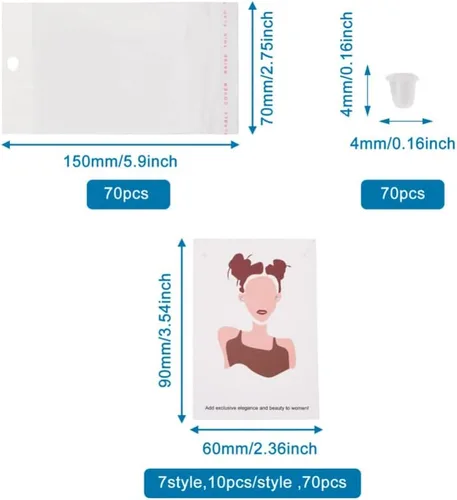Miniatura 3 de Mega Pet 70 piezas de aretes y collares, tarjetero de 7 estilos para mujer, diseño de joyería, tarjetero, papel colgante con 70 tuercas de oreja