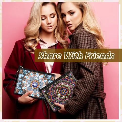 Miniatura 7 de Silkfly 6 piezas de bolsos de pintura de diamante, bolso de mano con diamantes para bricolaje, bolsas de pintura de piel sintética, cartera