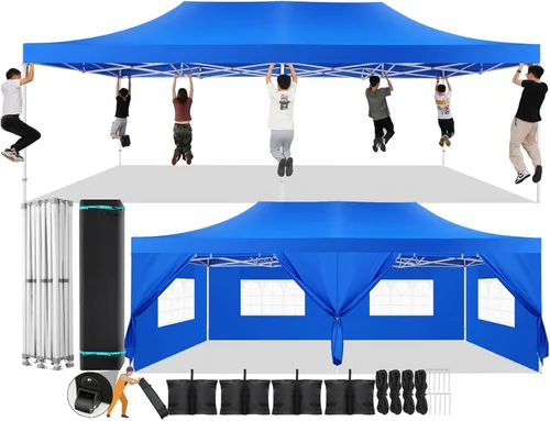 Miniatura 57 de COBIZI Toldo desplegable de 6.6 x 6.6 pies sin pared lateral, toldo resistente UPF 50+ para todas las estaciones, resistente al viento e Azul