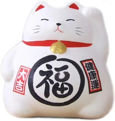JapanBargain 1612, Figura coleccionable de cerámica japonesa Maneki Neko Feng Shui Fortune Lucky Cat fabricada en Japón, para buena suerte y fortuna