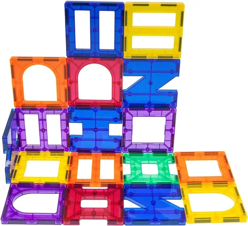 Miniatura 3 de PicassoTiles Magnet Tiles 42 piezas + 100 piezas de azulejos + 4 figuras de acción familiar, aprendizaje STEM de ingeniería magnética, bloques