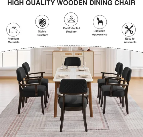 Miniatura 6 de adochr Sillas de comedor de terciopelo con brazos, sillas de comedor tapizadas con patas de madera dura y respaldo curvado abierto, sillas de cocina