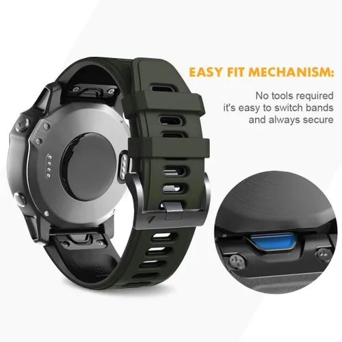 Miniatura 3 de NotoCity Correa de reloj deportiva de silicona para Fenix 5X/5X Plus/6X/6X Pro/7X/3/3 HR/Tactix/Descent MK1/D2 Delta PX/D2 Charlie (verde militar)