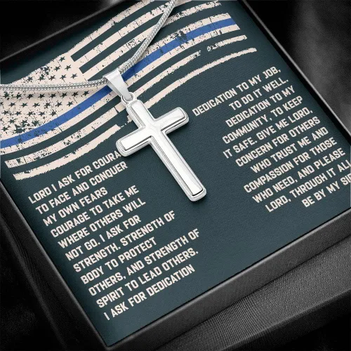 Miniatura 6 de Collar de cruz de oración de oficial de policía grabado personalizado, regalo de graduación de la academia de policía, joyería religiosa