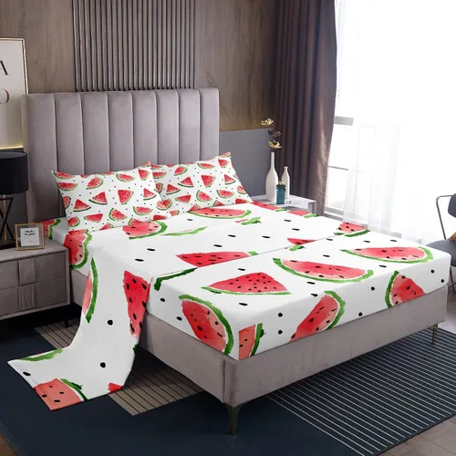 Miniatura 13 de Feelyou Juego de sábanas para niños con diseño de aguacate, ropa de cama bonita con frutas para niños y niñas, 1 sábana encimera y 1 sábana bajera