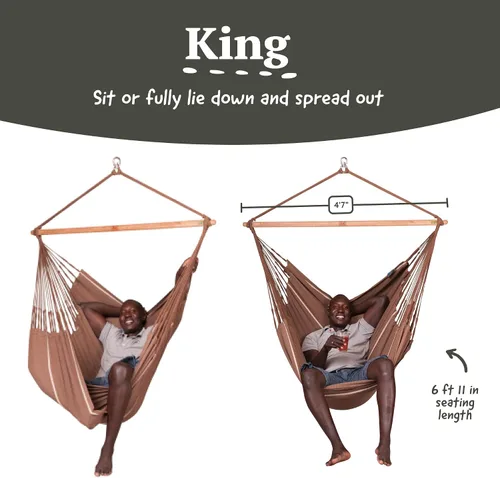 Miniatura 4 de La Siesta® XL King Habana - Hamaca colgante de algodón, para interiores y exteriores, silla colgante bohemia para dormitorio, patio, máximo 355
