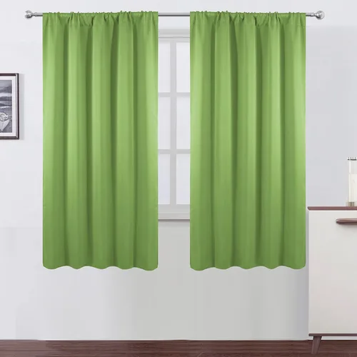 Miniatura 26 de LEMOMO Cortinas opacas negras para cocina, 42 x 45 pulgadas, juego de 2 paneles de cortinas opacas con bolsillo para cortinero para ventana pequeña