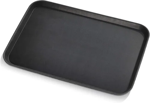 Miniatura 3 de New Star Foodservice Bandeja antideslizante de grado restaurante, plástico, forro de goma, rectangular (negro, 18 x 26 pulgadas)