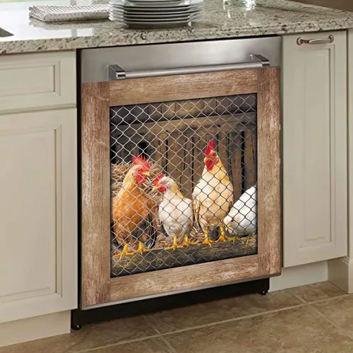 Miniatura 5 de Awak Adhesivo magnético para decoración de cocina, gallo para lavavajillas, diseño de pollo campestre, nevera, puerta de refrigerador, calcomanías