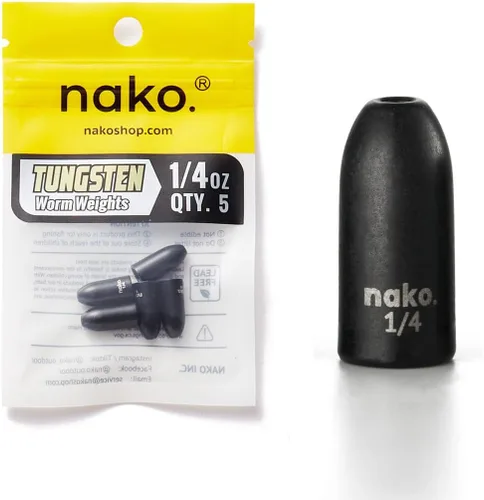 Miniatura 14 de Nako - Pesas de bala de tungsteno para pesca, de 1/32 oz a 3/4 oz, color calabaza negra y verde sin astillas, pesas de pesca para aparejo de Texas
