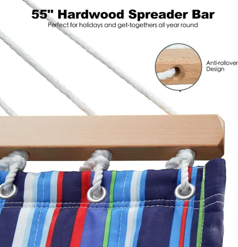 Miniatura 4 de GAFETE Hamaca de tela acolchada para 2 personas para exterior, hamacas dobles de 12 pies con barra separadora, almohada extraíble grande, bolsa