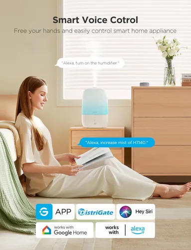 Miniatura 2 de GoveeLife Humidificadores inteligentes para dormitorio, humidificador de niebla fría de llenado superior de 3 L, tiempo de funcionamiento silencioso