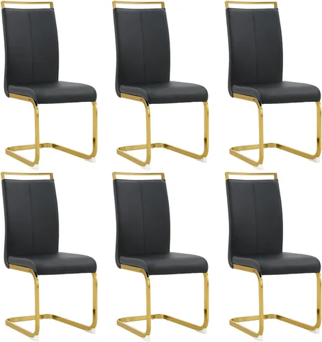 Miniatura 27 de gopop Juego de sillas de comedor, sillas modernas de metal con asiento acolchado de piel sintética, respaldo alto y patas cromadas resistentes, claro