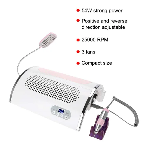 Miniatura 7 de Aspiradora 3 en 1 para secadora de uñas, dispositivo de curado para manicura + ventilador de extracción de polvo para diseño + luz LED, herramienta
