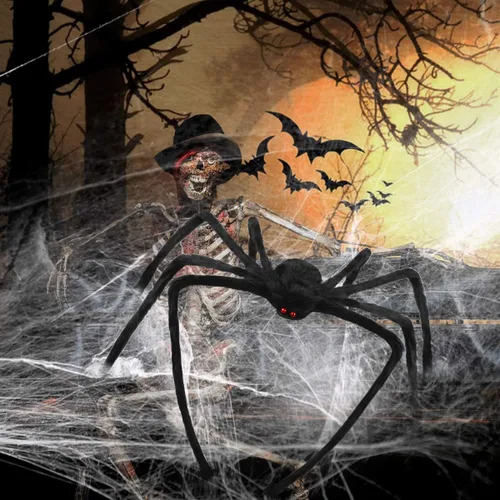 Miniatura 6 de Araña gigante de Halloween de 6.6 pies, decoración de Libay para exteriores, araña peluda grande, araña peluda aterradora, decoración espeluznante