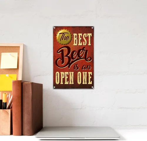 Miniatura 4 de The Best Beer Is An Open One - Letrero de metal para decoración de pared, retro, bar, pub, cocina, hombre, cueva, 8 x 12 pulgadas, arte de aluminio