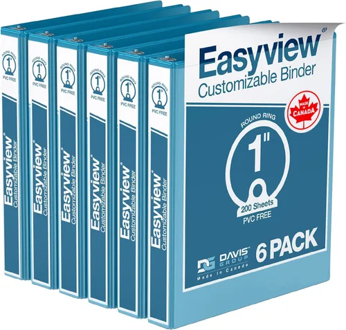 Miniatura 64 de Easyview - Carpetas prémium de 3 anillas con cubiertas transparentes y anillos redondos, carpetas para la escuela u oficina, 1 pulgada, paquete
