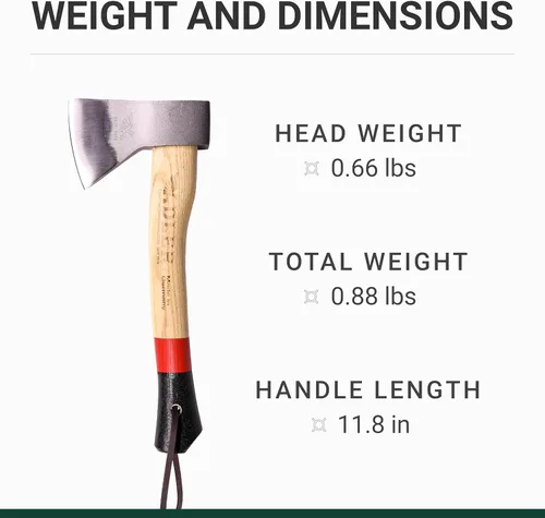Miniatura 5 de Adler Hacha de explorador – Hacha de campamento forjada alemana con funda de cuero, bushcraft compacto y hacha de senderismo, cabeza de acero al