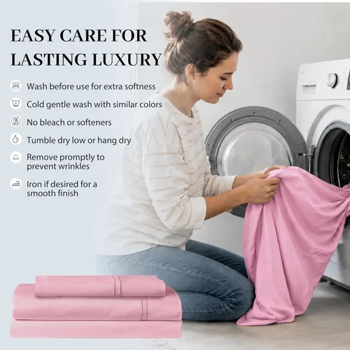 Miniatura 8 de Sábanas de Cama de Algodón 100% Natural Juego de Sábanas Twin de Tejido Satinado de Una Sola Capa de 500 TC Ropa de Cama Sólida Suave