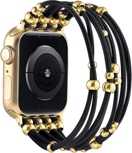 Miniatura 8 de VISOOM Pulsera bohemia con cuentas compatible con Apple Watch de 38/40/41/1.654 in para mujer – Correa elástica de iWatch para mujer para Apple