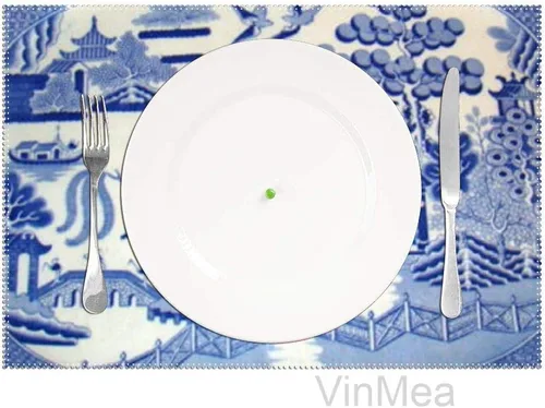 Miniatura 3 de Manteles individuales de lona tradicionales del siglo XIX con sauce azul chino, mantel individual para cocina, comedor, oficina en casa, cocina