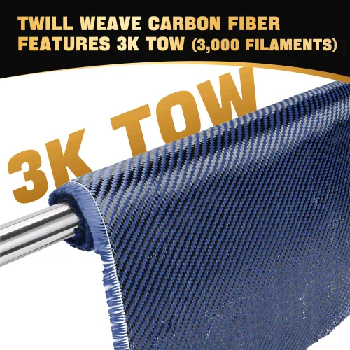 Miniatura 3 de BARTOO Rollo de tela de fibra de carbono de 4.9 pies x 12 pulgadas, 2 x 2 tejido de sarga de 3 k/7.76 oz, hoja de fibra de carbono de alta Azul