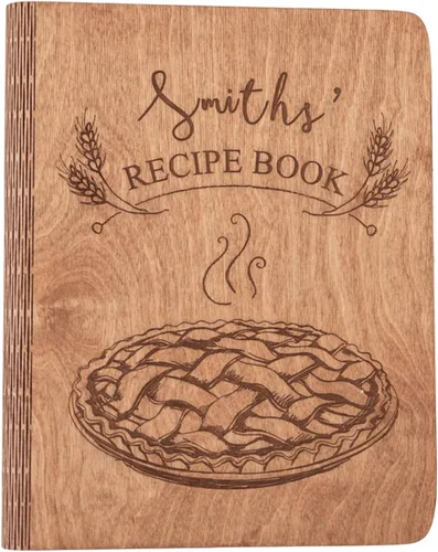 Miniatura 12 de ENJOY THE WOOD Carpeta de Libro de Recetas Personalizada - Diario de Libro de Cocina Familiar de Madera en Blanco para Escribir Tus Propias Recetas