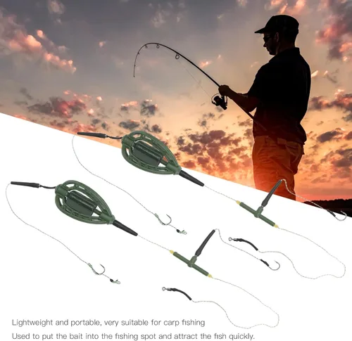 Miniatura 3 de plplaaoo Comedero de pesca de carpa, cesta de trampa de pesca, dispositivo de anidación de carpa de acero al carbono, bobina de alimentador de pesca