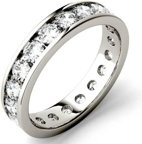 Miniatura 2 de Anillo de moissanita de corte excelente en plata de ley 925 para compromiso de hombres y bodas