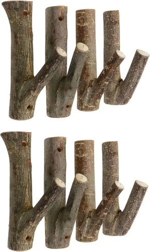 Miniatura 12 de 4 ganchos de pared de madera real con ramas de árbol de granja, rústico decorativo de madera con tronco de corteza de grosor de 0.8 in a 1.2 in