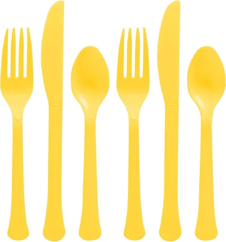 Miniatura 7 de Juego de cubiertos surtidos de plástico de cáscara de naranja (24 piezas) – Utensilios duraderos y elegantes, perfectos para fiestas, eventos y uso