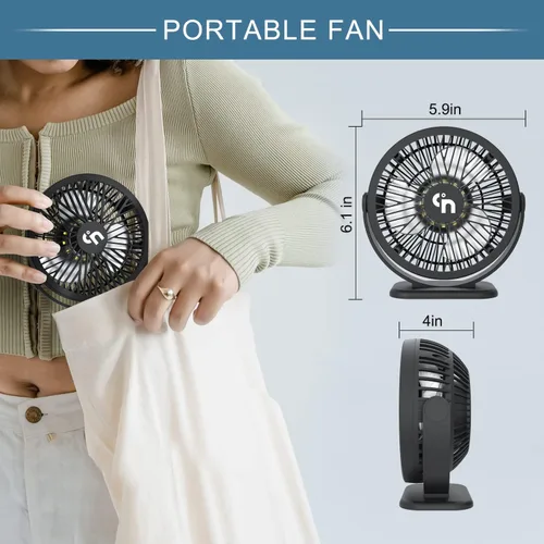 Miniatura 4 de WiHoo Ventiladores de escritorio USB pequeños y silenciosos, mini ventilador de enfriamiento de escritorio de 3 velocidades con luces LED nocturnas