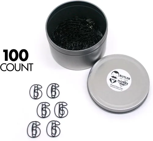 Miniatura 29 de Butler in the Home Elige tu letra favorita del alfabeto de la A a la Z o números del 0 al 9, 100 clips de papel de color negro para iniciales