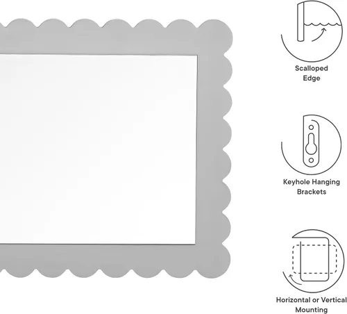 Miniatura 3 de Modway Emmeline Espejo de pared rectangular festoneado en gris claro
